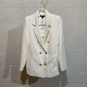 Generation‎ Love Women's Leighton Crepe Blazer XSMALL White Gold Buttons Career